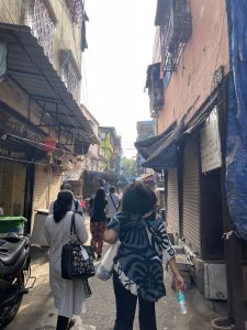 Walking through the community of Gobande in India.